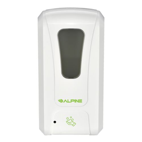 Alpine Automatic Wall Mount Foam Soap/Sanitizer Dispenser with Drip Tray, White, 1200ml